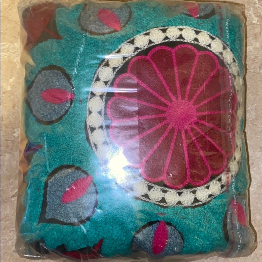 Embroidered Velvet Pouf Cover - Picture 2 of 2